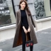 2018 phụ nữ mới của mùa thu trang phục lỏng lỏng lẻo Nizi coat phần dài trên đầu gối Hàn Quốc phiên bản của eo áo len triều áo khoác dạ dài nữ Accentuated eo áo