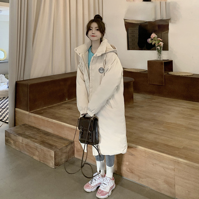 taobao agent Demi-season long down jacket with hood, plus size, Korean style
