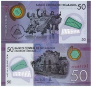 [Châu Mỹ] Nicaragua ND2015 Phiên bản 50 Tiền giấy bằng nhựa Cordoba Tiền xu nước ngoài UNC mới