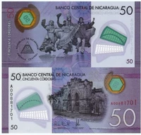 [Châu Mỹ] Nicaragua ND2015 Phiên bản 50 Tiền giấy bằng nhựa Cordoba Tiền xu nước ngoài UNC mới tiền xưa