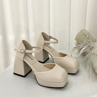 taobao agent Elegant footwear platform, white high sandals, French retro style