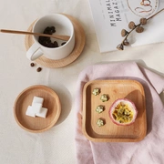 Nhật bản khay gỗ gỗ sồi tự nhiên sơn mài rắn tấm gỗ vòng bánh snack món ăn bằng gỗ bằng gỗ coaster cách nhiệt pad