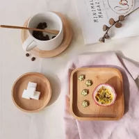 Nhật bản khay gỗ gỗ sồi tự nhiên sơn mài rắn tấm gỗ vòng bánh snack món ăn bằng gỗ bằng gỗ coaster cách nhiệt pad khay trà gỗ