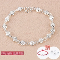 S925 sterling bạc nữ vòng tay nữ Nhật Bản và Hàn Quốc đơn giản ngọt ngào hoa hồng vòng tay bạc quà tặng quà sinh nhật chữ vòng tay chỉ đỏ