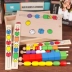 Montessori dạy học mầm non trợ đồ chơi giáo dục 1-3-4 trẻ em 5 tuổi của Montessori lực đính cườm ba cơ thể sáu màu Bead Box Đồ chơi bằng gỗ