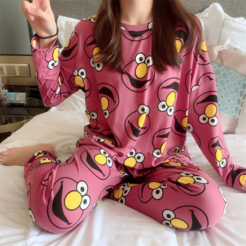 Red Sesame Clean Long Sleeve Setpajamas female autumn pure cotton Long sleeve Korean version fresh student autumn girl lovely Spring and Autumn leisure wear suit Thin