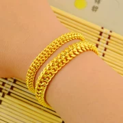 Vòng đeo tay 999 mạ vàng của phụ nữ Hàn Quốc Kéo dài không phai đôi 24K đôi nam keel vàng Việt Nam Shajin