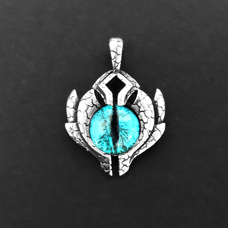 Blue Eye Single Pendantpersonality Retro Demonic Blue eyes Necklace male tide Domineering Hip hop Punk gemstone Magic eye Titanium steel Sweater Pendants