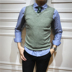 2018 Hàn Quốc Dongdaemun màu rắn vest vest nam nửa cao cổ áo đan áo len thanh niên không tay áo len vest Dệt kim Vest