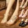 Hàn Quốc phiên bản của giày thạch nữ dép mùa hè tinh thể trong suốt không trượt không thấm nước mưa khởi động nhựa Roman Bao Đầu cao gót dày với giày nhựa không thấm nước