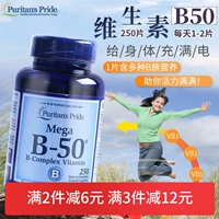 Puritan's Pride Pride Composite Composite Vitamin B Семейство B50 250 капсул с фолиевой кислотой