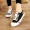 Giày bé gái mùa xuân 2019 giày trẻ em lớn chạy giày thể thao trẻ em học sinh giày vải thoáng khí màu đen
