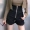 Đầu mùa thu Hàn Quốc phiên bản của chic dệt kim ngắn coat v-cổ đáy dây đeo set + cao eo slimming shorts ba mảnh nữ