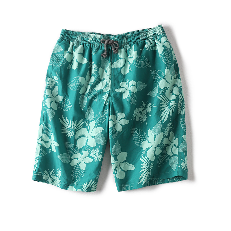 Green Printingprinting sandy beach shorts male tide the fat Big size trousers summer new pattern Wear out Thin Capris leisure time Trousers