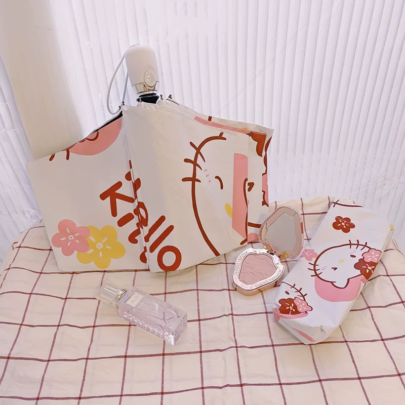 Hello Kitty, фуксия автоматический милый японский свежий зонт, полностью автоматический, интернет-селебрити