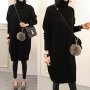 Áo len nữ mùa thu đông 2018 dài phần phiên bản Hàn Quốc của áo bà bầu rộng cổ áo len cổ lọ