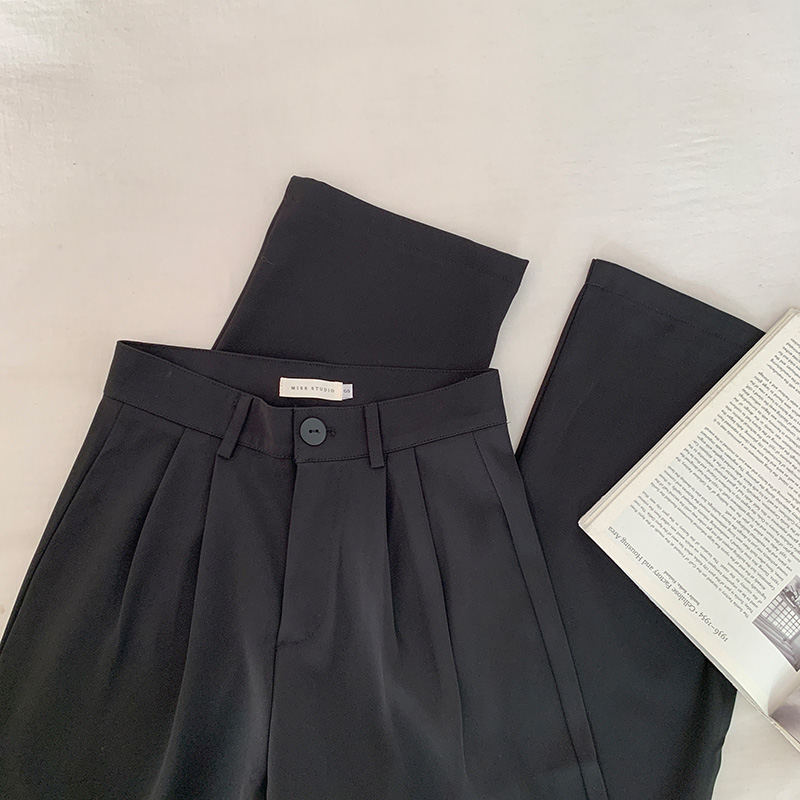 BlackSmall Bend lesp Apricot Suit pants female Straight tube easy black Sagging feeling Western-style trousers summer High waist leisure time Wide leg pants