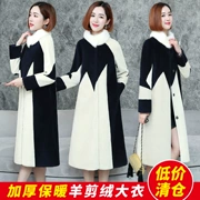 Chống mùa giải phóng mặt bằng khuyến mãi thời trang lông nhung tính khí mỏng phần dài cừu cắt coat áo khoác Hàn Quốc nữ