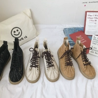 Tide, Martens, демисезонные универсальные короткие сапоги в английском стиле на плоской подошве, 2019, в британском стиле, популярно в интернете
