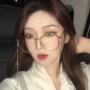 Màu đỏ lưới với chuỗi phố chụp mặt lớn gầy gò kính nữ phiên bản Hàn Quốc cận thị tròn phẳng kính lớn kính nữ thủy triều kính nam đẹp