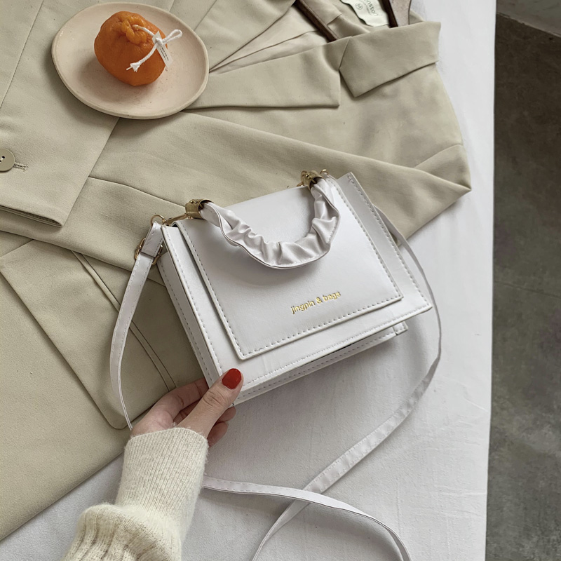 WhiteAdvanced sense Bag Female bag 2020 new pattern tide Internet celebrity handbag fashion Inclined shoulder bag female Versatile ins Small square bag