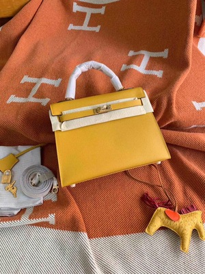 Notes On Amber Yellow [Handmade 25Cm] Gold And Silver Clasp2021 Star of the same style H home Kelly bag epsom skin Palmar pattern One shoulder Messenger portable leisure time genuine leather Female bag
