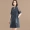 Tháng Chín Mo Mo 2018 mùa hè mới của phụ nữ organza đứng cổ áo denim váy eo cao là mỏng Một từ váy thời trang nữ