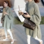 Phụ nữ mang thai mùa thu áo len nữ 2019 Thời trang Hàn Quốc nửa cổ cao len lỏng đan lệch mùa thu và váy mùa đông - Áo thai sản những mẫu váy bầu đẹp