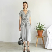 Yulin 2019 hè mới Hàn Quốc phiên bản lớn của phụ nữ áo dài tay ngắn modal giản dị - Váy dài
