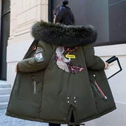 Bà bầu mặc quần áo mùa đông dày quần áo cotton Phiên bản Hàn Quốc của phụ nữ cotton dài phần rộng kích cỡ áo khoác cotton rộng rãi áo khoác thai