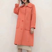Hồng vàng đen đậu xanh mới áo khoác cashmere hai mặt áo khoác nữ thời trang đường phố Hàn Quốc áo len gió - Áo len lót đôi