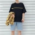 Xu hướng mùa hè ngắn tay nam Harajuku in vòng cổ nửa tay cổng gió Hàn Quốc phiên bản của lỏng hip-hop những người yêu thích quần áo t-shirt quần áo nam Áo khoác đôi