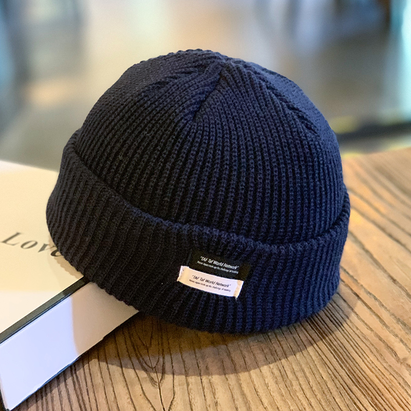 Navy blue/double row letter mark melon skin hat