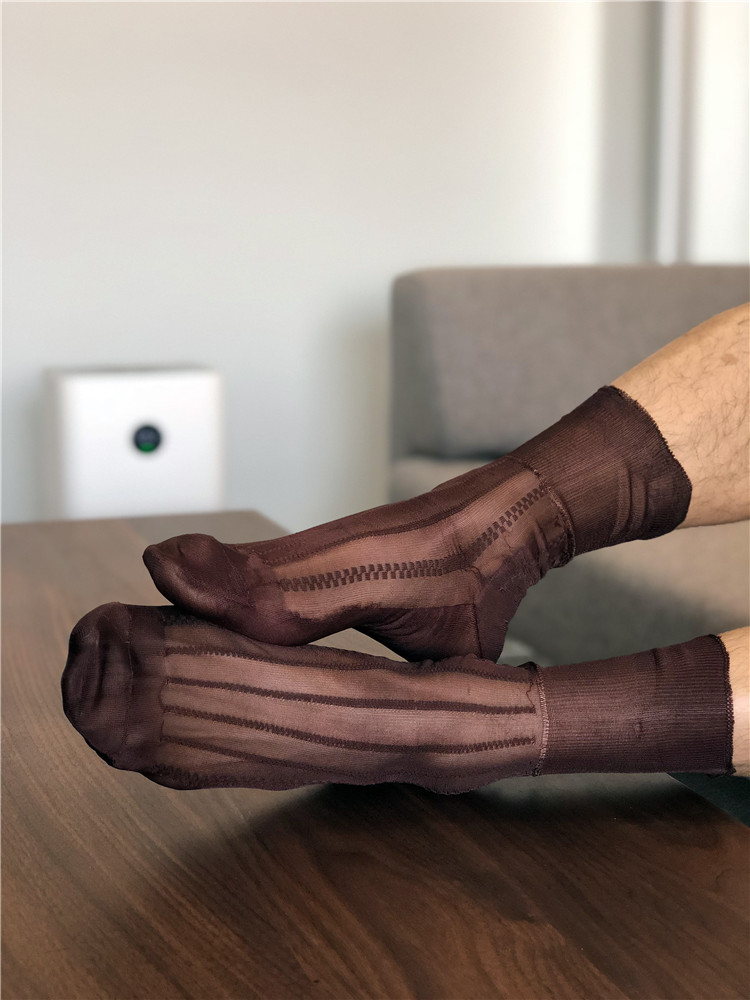 BrownDashan sir old-fashioned nylon ultrathin transparent sexy formal wear Let go nylon man silk stockings good Great wall pattern
