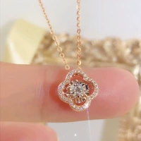 Бриллиантовая подвеска, золотое гибкое бриллиантовое ожерелье, золото 750 пробы, розовое золото, четырехлистный клевер