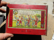 Коробка 建国早期国营商标老铁盒 腰鼓牌朱红砂盒 老商标年代收藏保真包老