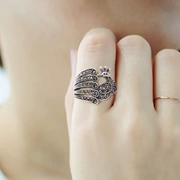 Châu Âu và Hoa Kỳ khí quyển chỉ số nhẫn ngón tay phụ nữ cá tính retro con công kim cương nhẫn thời trang người nhẫn trang sức