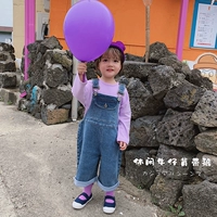 Cô gái trẻ bib bib 2019 phong cách mới quần jeans trẻ em thời trang Hàn Quốc lỏng lẻo 1-5 tuổi mùa thu - Quần jean quần jean bé trai