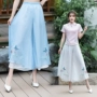 Mùa hè 2019 mới phong cách Trung Quốc gió nữ retro thêu voan thanh lịch quần ống rộng quần nữ giản dị - Cộng với kích thước quần áo áo sơ mi nữ kiểu hàn quốc