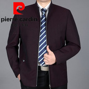 Pierre Cardin 18 mùa xuân mới người đàn ông trung niên cổ áo cổ áo jacket cộng với phân bón XL daddy áo giản dị