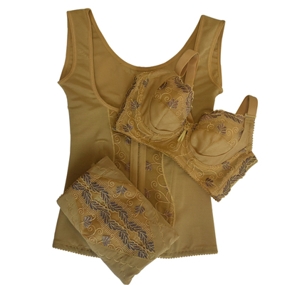 正品中脉laca美体内衣拉卡金色三件套文胸腰背夹短束裤产后塑瘦身-淘宝网