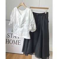 Японская сексуальная летняя рубашка, черная юбка, комплект