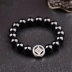 Mở Obsidian 貔貅 Vòng tay Lucky Fortune Transit Crystal Silver Bracelet Ball Bing Đàn ông và phụ nữ Tính cách đơn giản chuỗi đeo tay Vòng đeo tay Clasp