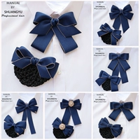 Синяя галстук-бабочка, комплект, униформа, универсальный галстук, в корейском стиле