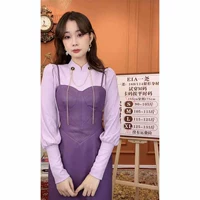 Сиреневое платье-комбинация