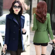 Phiên bản nhỏ của Hàn Quốc của áo khoác len nữ ngắn đoạn mùa thu và mùa đông phù hợp với cổ áo mới giảm béo eo eo nữ ngắn