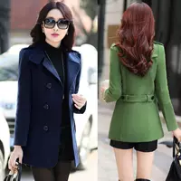 Phiên bản nhỏ của Hàn Quốc của áo khoác len nữ ngắn đoạn mùa thu và mùa đông phù hợp với cổ áo mới giảm béo eo eo nữ ngắn áo măng tô đẹp