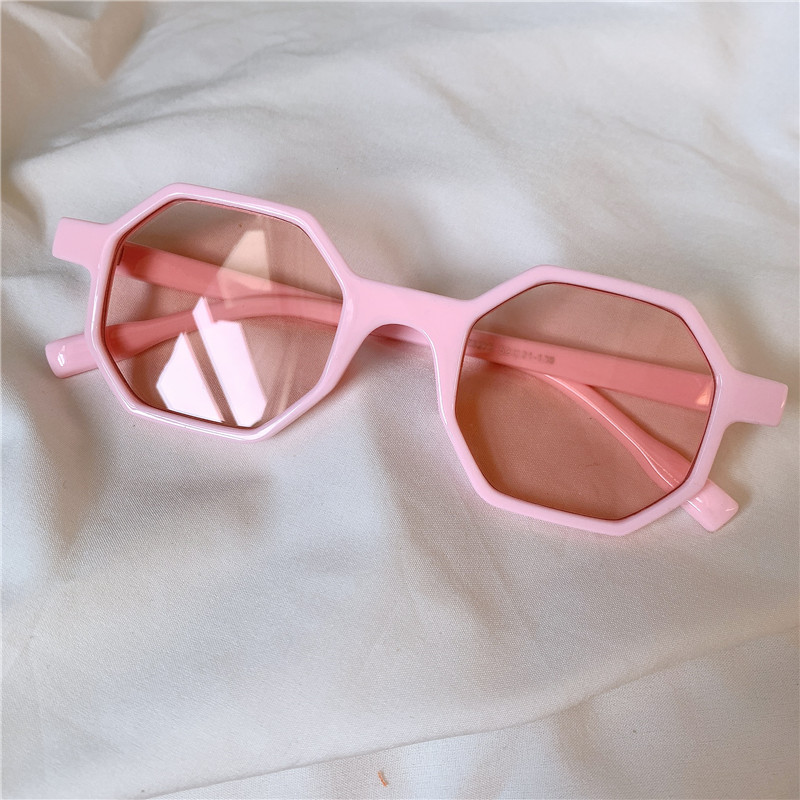 Hexagon & Pink【 smug senior 】 Minority Designer Flat square Polarized light Sunglasses Sunglasses female Large frame Show thin veil glasses