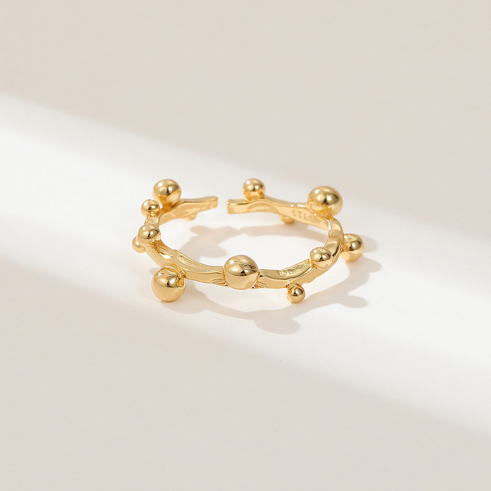 Sterling Sier Ball Instagram Cold and Trendy Irregular Tail Joint Open Wave Ring_voghion.com