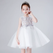 Váy bé gái mùa hè 2019 mới siêu ngoại trẻ em váy trắng công chúa váy bé gái váy xòe - Váy